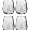 Home Essentials Retroware Set Of 4 Pineapple Stemless Drinkware