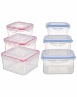 Home Essentials Fresh Square 6Pc Plastic Storage Kitchen & Pantry Storage