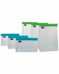 Home Essentials Set Of 6 Peva Clear Storage Bags Kitchen & Pantry Storage