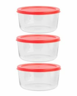 Home Essentials Fresh 4 Cup 6Pc Bowls Red Lids Kitchen & Pantry Storage