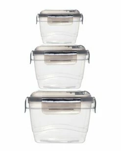 Home Essentials Fresh Set Of 3 Square Plastic Storage C Kitchen & Pantry Storage