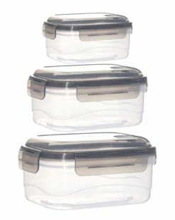Home Essentials Fresh Set Of 3 Rectangle Plastic Storage Kitchen & Pantry Storage