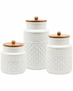 Home Essentials Set Of 3 Faceted Canisters Kitchen & Pantry Storage