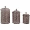 Home Essentials Set Of 3 Grey Canisters L/M/S Kitchen & Pantry Storage