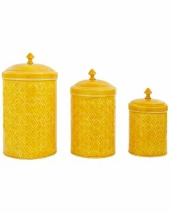 Home Essentials Set Of 3 Yellow Canisters L/M/S Kitchen & Pantry Storage