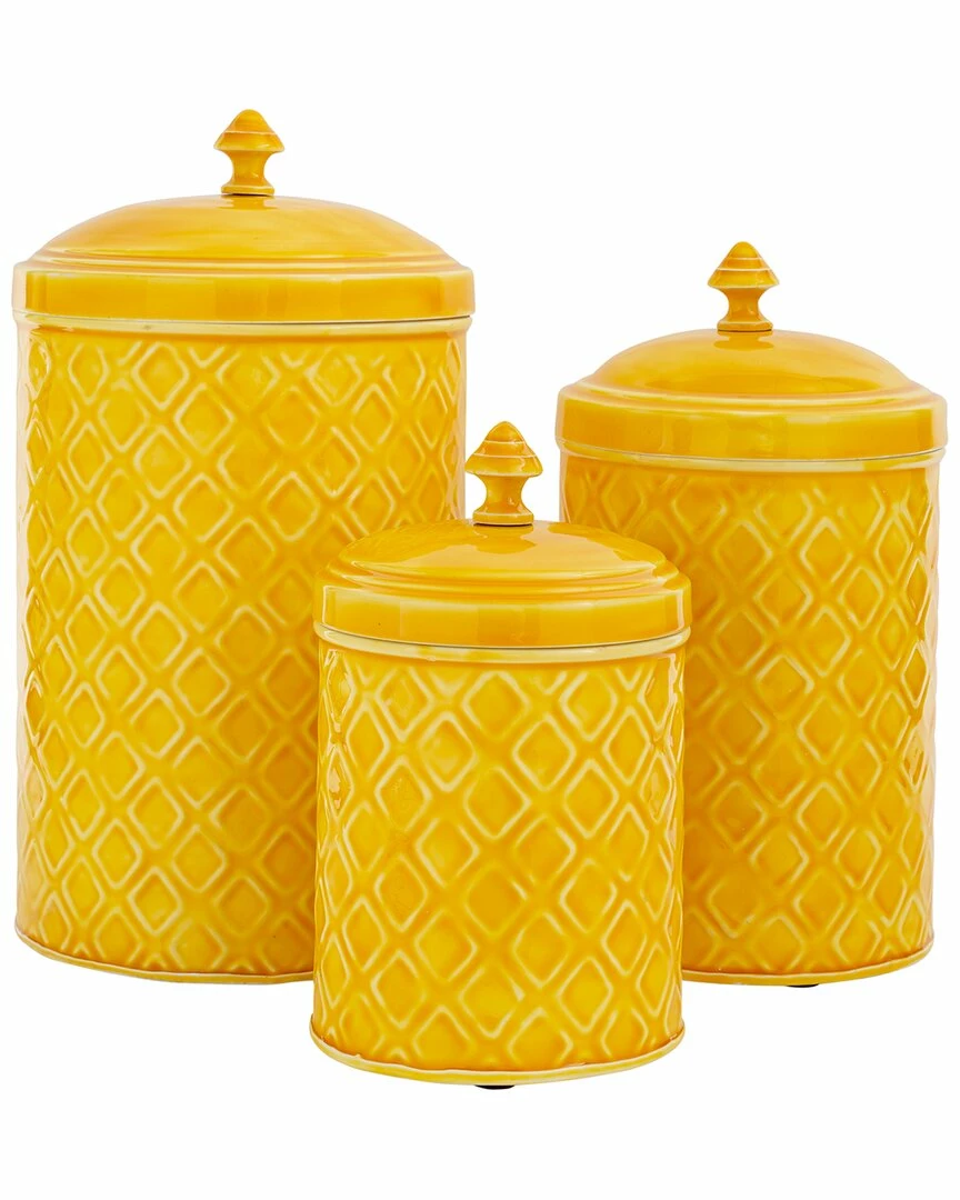 Home Essentials Set Of 3 Yellow Canisters L/M/S Kitchen & Pantry Storage 4 Home Essentials Set Of 3 Yellow Canisters L/M/S Kitchen & Pantry Storage - Image 2