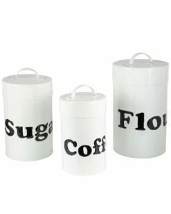 Home Essentials Set Of 3 Nested Enamel Canisters Kitchen & Pantry Storage