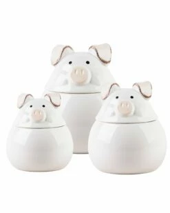 Home Essentials Set Of 3 Floppy Ear Pigs Canister Kitchen & Pantry Storage