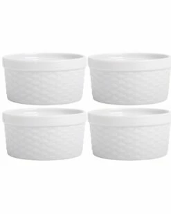 Home Essentials Set Of 4 8Oz Basket Weave Ramekin Decorative Items & Frames