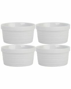 Home Essentials Set Of 4 8Oz Embossed Lines Ramekins Decorative Items & Frames