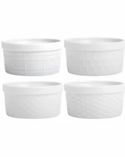 Home Essentials Set Of 4 8Oz Asst Embossed Ramekin Decorative Items & Frames