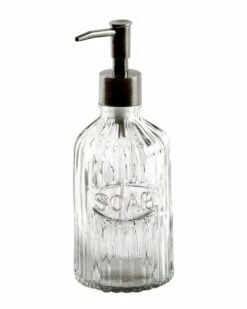 Home Essentials He Clear Ribbed Soap Display 16.O Soap & Lotion Dispensers