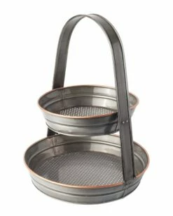 Home Essentials 2-Tier Antique Pewter With Copper Rim Kitchen Tools & Gadgets