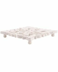 Home Essentials 7in Carved Scroll Wood Trivet Serveware -Home Essentials store 3050994030 RLLZ 3
