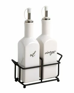 Home Essentials Set Of 2 Square Debossed Oil Vin Metal Rack Serveware