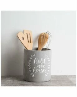 Home Essentials 6in Round 'Hold Your Horses' Utensil Holder Serveware