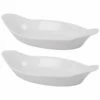 Home Essentials Set Of 2 10in Porcelain Oval Bakr Handle Serveware