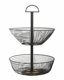 Home Essentials 19in 2-Tier Fruit Bask Wire Serveware