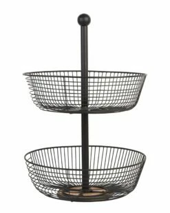 Home Essentials 19in 2-Tier Fruit Bask Wire Serveware