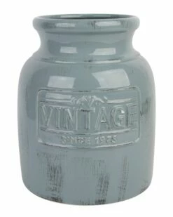 Home Essentials 9.4in Antique Blu Grey Utensil Crock Serveware