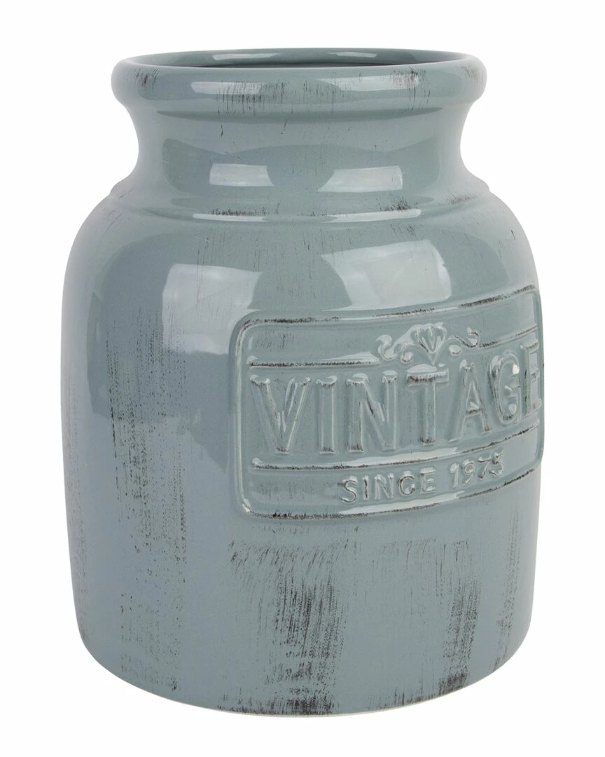 Home Essentials 9.4in Antique Blu Grey Utensil Crock Serveware 4 Home Essentials 9.4in Antique Blu Grey Utensil Crock Serveware - Image 2