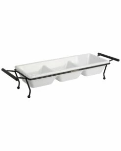 Home Essentials 14in 3 Sec Serv Try Metal Rack Serveware