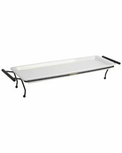 Home Essentials 17in Rec Serv Tray Metal Rack Serveware