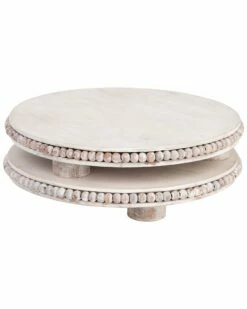 Home Essentials Set Of 2 Round Bead Wood Trivet Serveware -Home Essentials store 3050994281 RLLZ 3