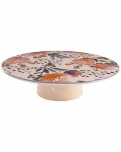 Home Essentials 10in Floral Rd Footed Cake Stand Serveware