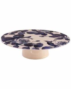 Home Essentials 10in Blue Flower Foot Cake Stand Serveware